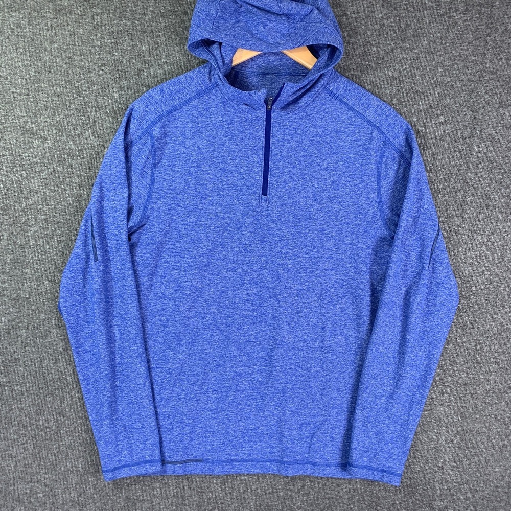 Lululemon Hoodie Men Medium Surge Warm Blue 1/4 Zip Pullover Performance